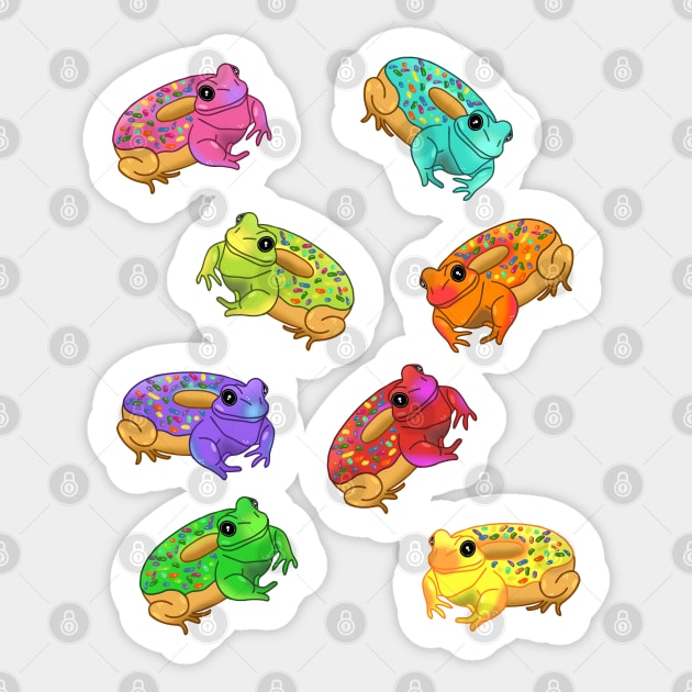 Donut Frog Doodle Pattern Sticker by FandomizedRose